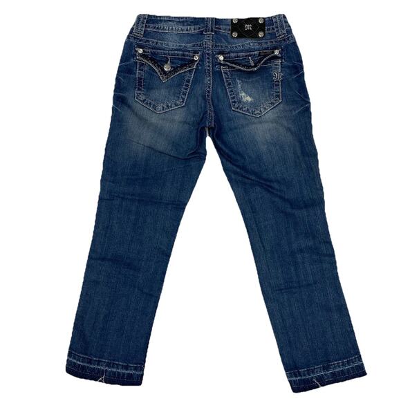 Miss Me Womens Jeans 26 Boyfriend Capri Distressed Flap Pockets 30x26 - Picture 1 of 14